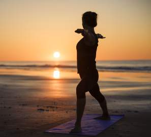Yoga on the beach in the Golden Isles