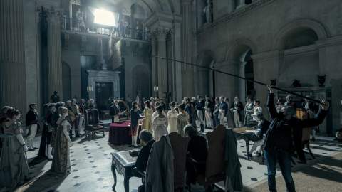 Filming a scene for Napoleon at Blenheim Palace