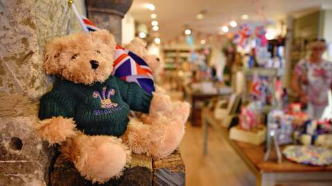 Teddy bear in the Highgrove Shop in Tetbury
