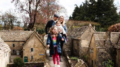 Family enjoying the Bourton on the Water model village