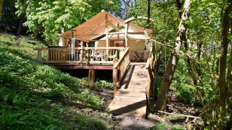 Westley Farm Glamping external shot in wood