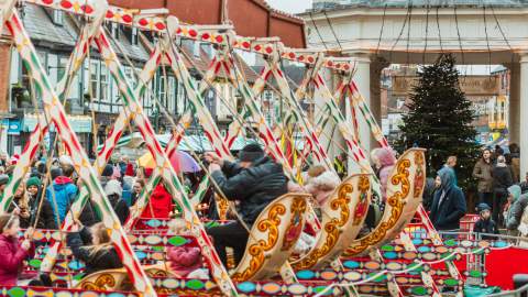 Children's fairground rides at the Beverley Festival of Christmas