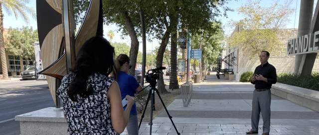Scene from an interview of Chandler team member