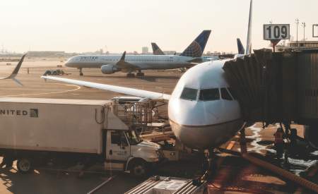Planes at the gates of Newark Liberty International Airport EWR