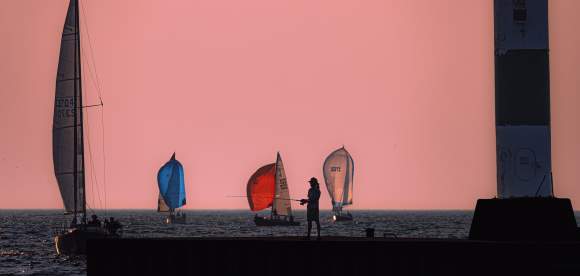 Sailing, Fishing, Sunset, Pier