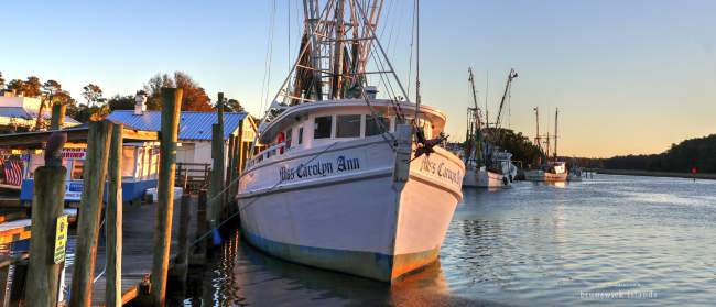 Miss Carolyn Ann shrimp boat dock in Calabash, NC