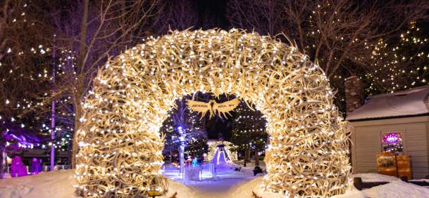 Jackson Hole Down Town Elk Antler Arches