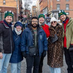 a group of Chowderfest attendees braving the cold