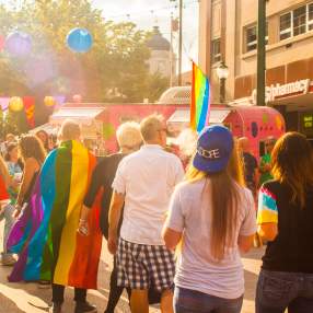 People walking around at Pridefest