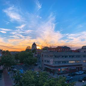 Sunset over downtown from Graduate Hotel