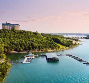 Chateau on the Lake Sunset Scenic Summer Lodging Spring Marina