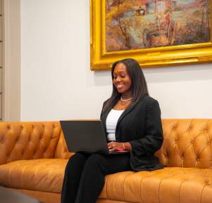 Woman working with laptop
