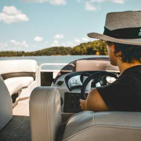 Pontoon Boat on a lake