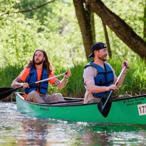 Two People Canoeing at Standing Rocks Park