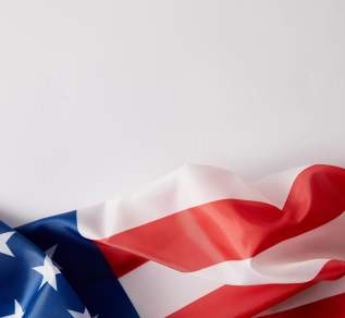 American Flag on White Background