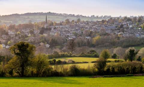 View across fields to Painswick