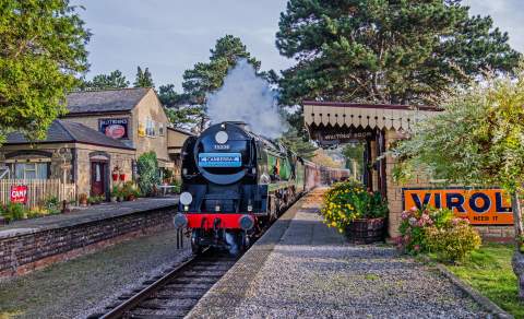 A steam train at Gloucestershire Warwickshire Steam Railway, photographed by Jack Boskett.