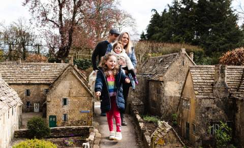 Family enjoying the Bourton on the Water model village