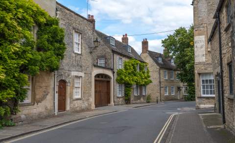 View down a quiet side street in Woodstock