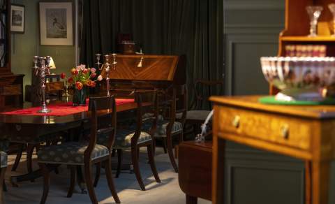Display of antiques at WR Harvey in Witney