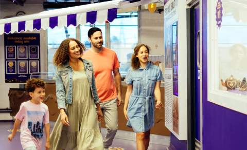 Family going through Cadbury world