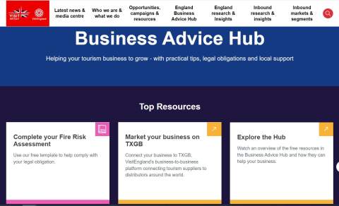 Homepage of VisitEngland's Business Advice Hub