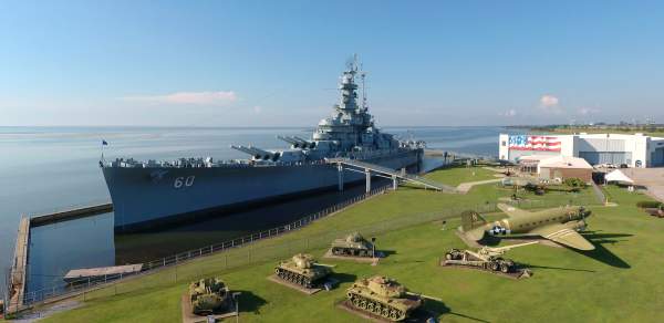 USS Alabama docked in Mobile Bay