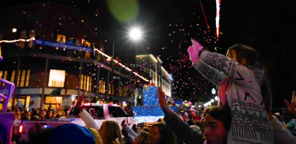 Crown at Mardi Gras at night