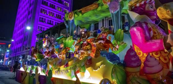 Colorful Mardi Gras float