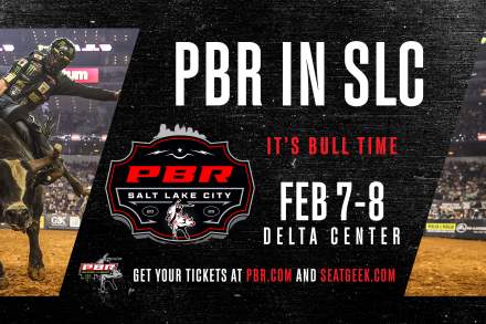 Poster for the Salt Lake City Chute out at the Delta Center. The dates for the 2025 event are February 7th and 8th. Get your tickets at PBR.com and Seatgeek.com