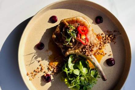APRICOT & BOURBON GLAZED PORK CHOP from Felt Bar & Eatery