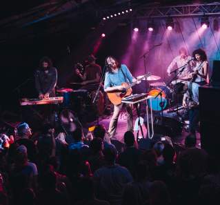band on stage at the mohawk during Hot Luck Live Food and Music Fest in austin texas