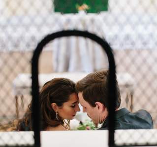 Bride and Groom at Springdale Station wedding venue in austin texas