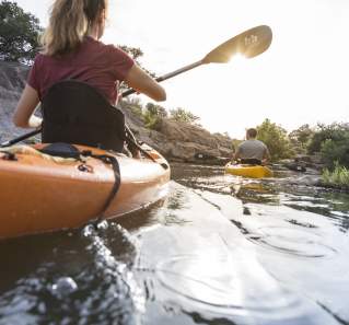 Couple Kayaking in Marble Falls Texas