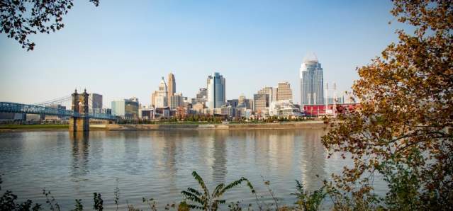 View of Ohio River and Cincinnati skyline