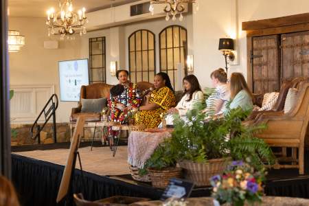 Panelists speak during the Wedding Forum Panel in Stone Tower Winery