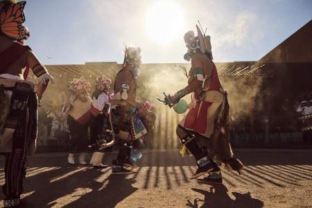 Zuni dancers perform at the Indian Pueblo Cultural Center courtyard.