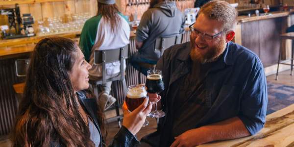Couple enjoying beer