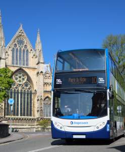 Stagecoach Park and Ride Bus outside of Lincoln Cathedral