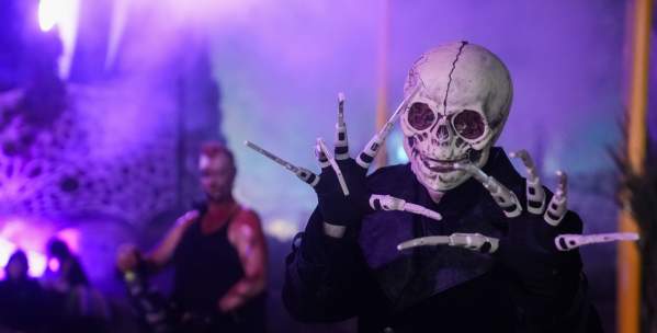 Skeleton monster scaring visitors Fright Fest