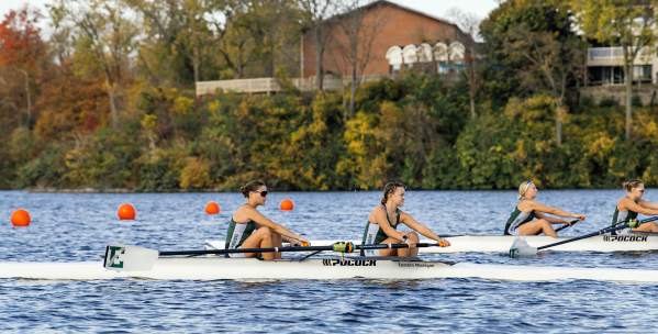 EMU women's rowing team at Ford Lake