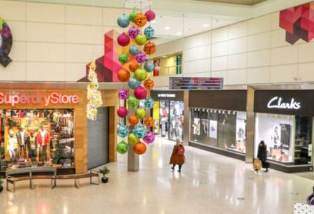 photo of a shopping centre with christmas decorations