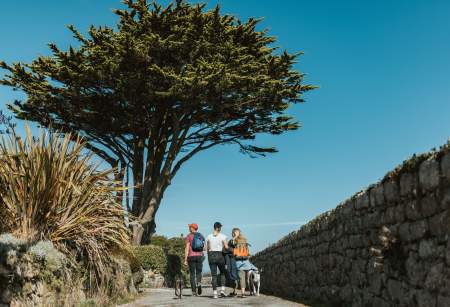 Friends walking along the Garrison