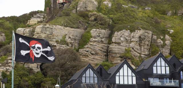Pirate Flag on Hastings Beach