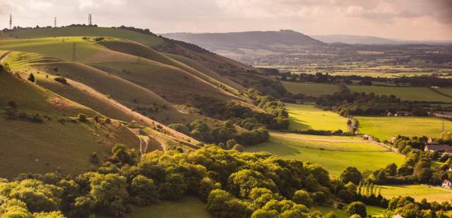 A panoramic view over Fulking in the south downs national park