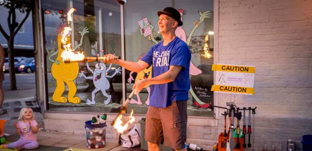 Juggler juggling fire