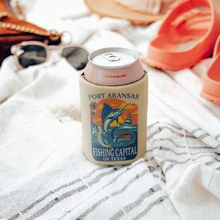 Fishing Capital of Texas Peach Koozie