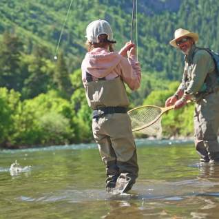 Little girl and man Fly Fishing on the Provo River