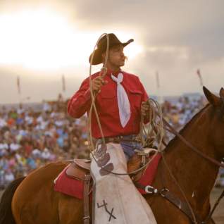 Rodeo Man with Lasso on Horse
