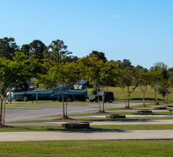 rv trailers in a parking lot